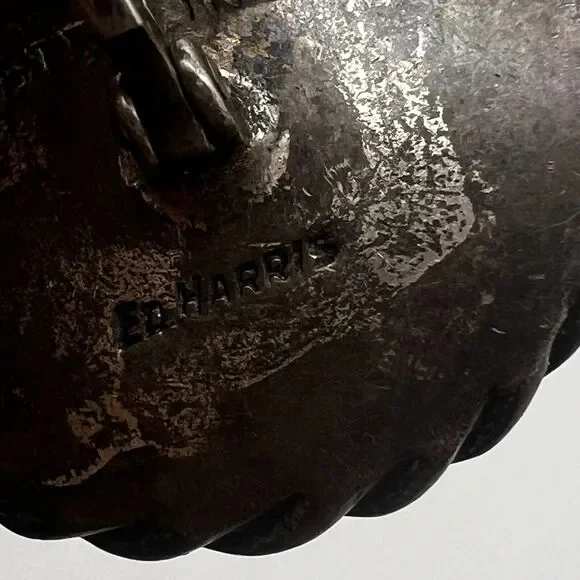 Vintage Ed Harris Sterling Silver Tigers Eye Agate Modernist Handmade Cufflinks - Picture 6 of 9